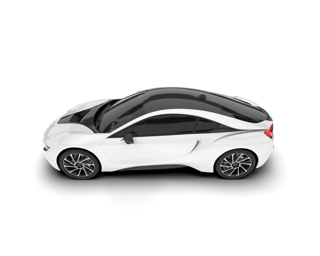 White sport car on transparent background. 3d rendering - illustration png