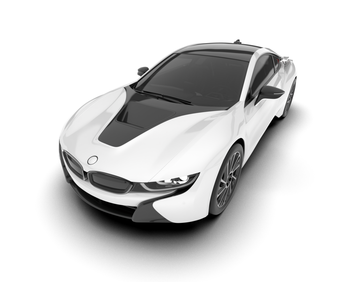 White sport car on transparent background. 3d rendering - illustration png