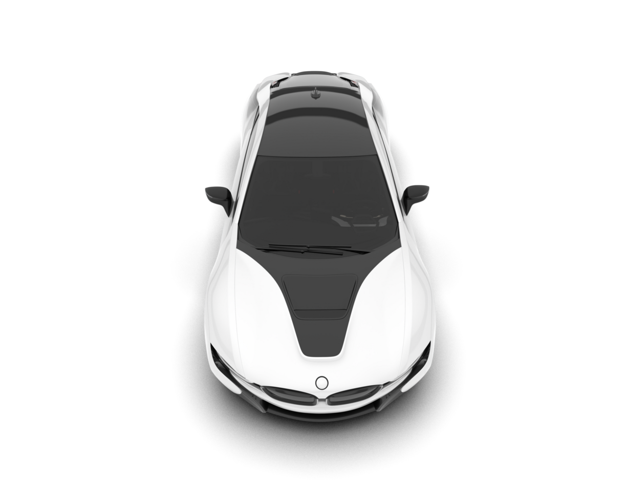 White sport car on transparent background. 3d rendering - illustration png