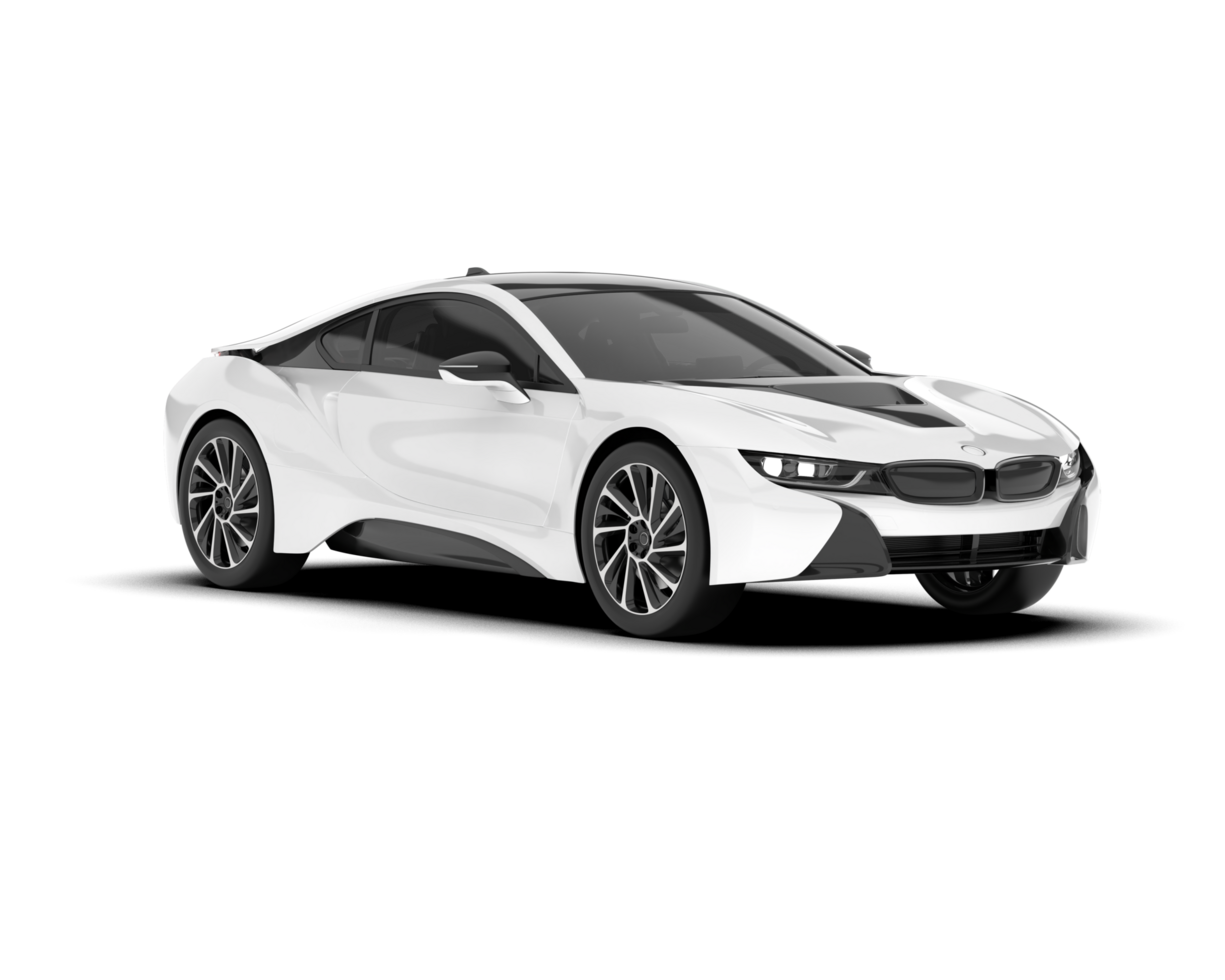 White sport car on transparent background. 3d rendering - illustration png