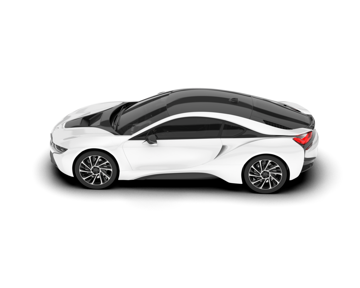 White sport car on transparent background. 3d rendering - illustration png