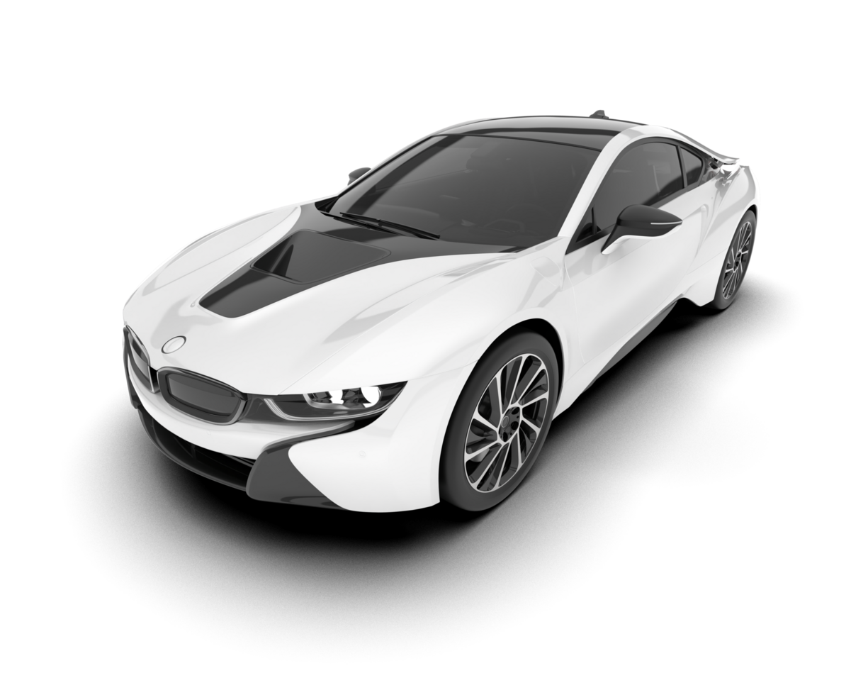 White sport car on transparent background. 3d rendering - illustration png