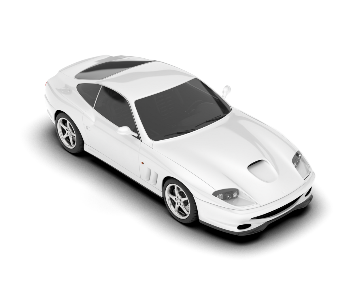 White sport car on transparent background. 3d rendering - illustration png