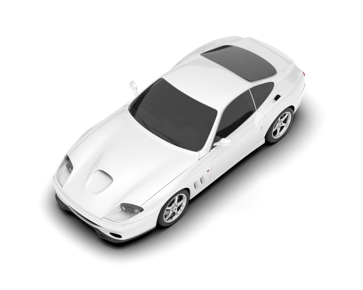 White sport car on transparent background. 3d rendering - illustration png