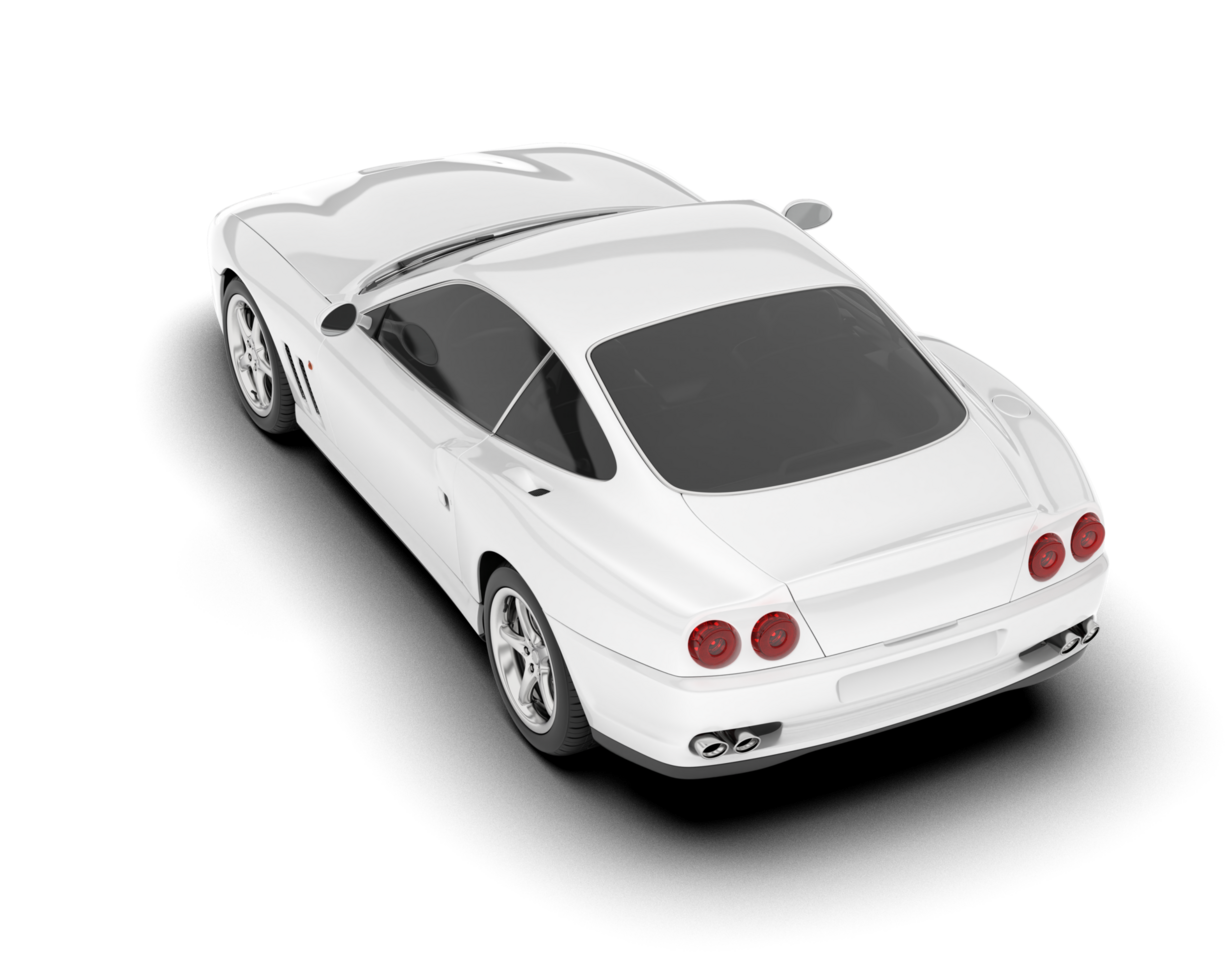 White sport car on transparent background. 3d rendering - illustration png