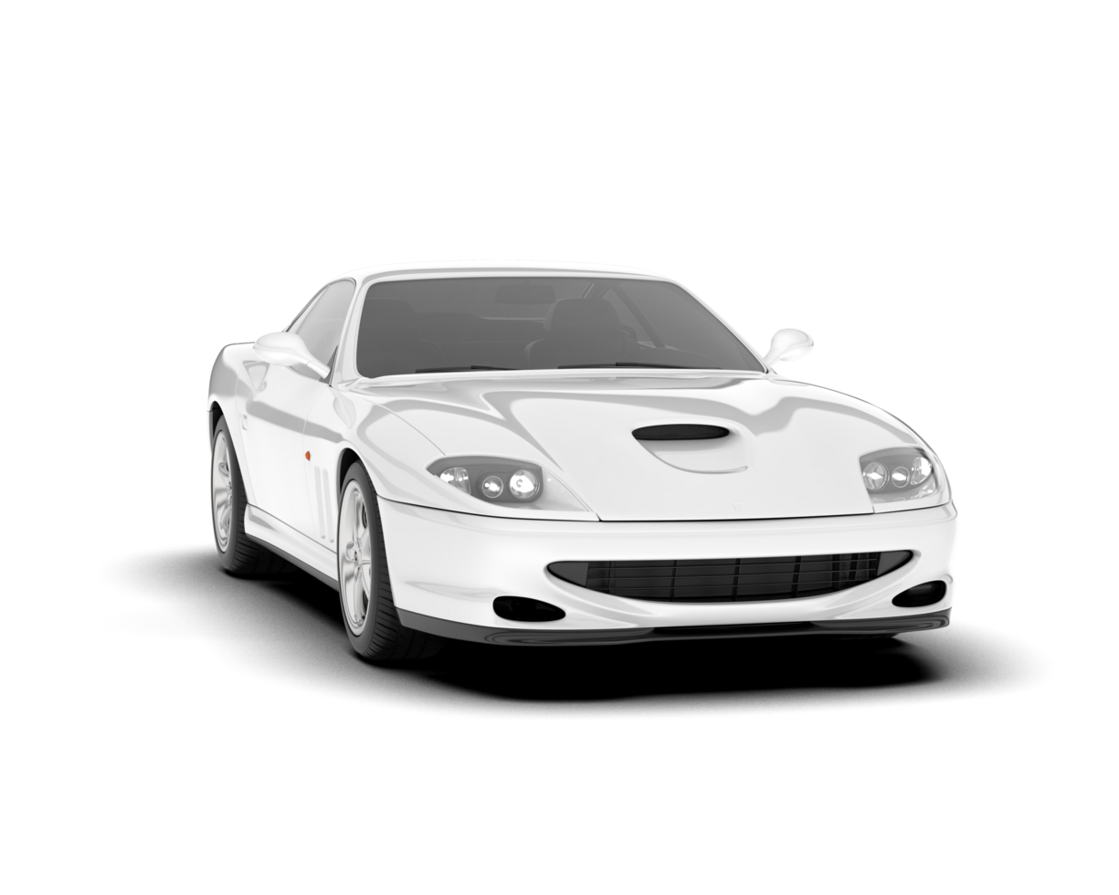 White sport car on transparent background. 3d rendering - illustration png