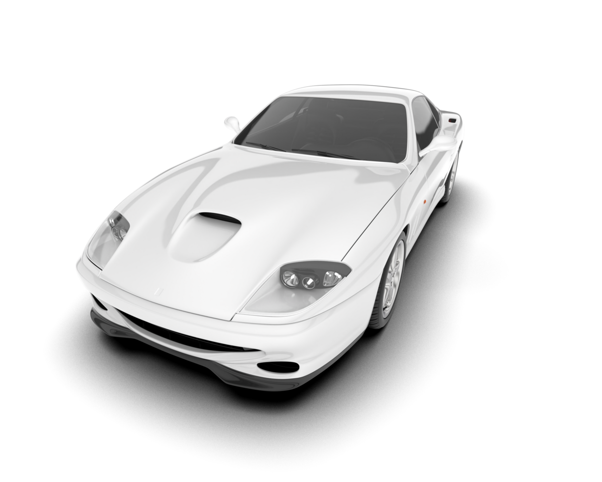 White sport car on transparent background. 3d rendering - illustration png