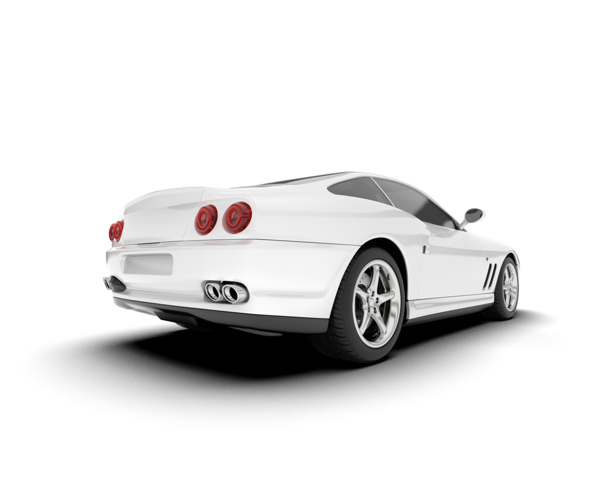 White sport car on transparent background. 3d rendering - illustration png