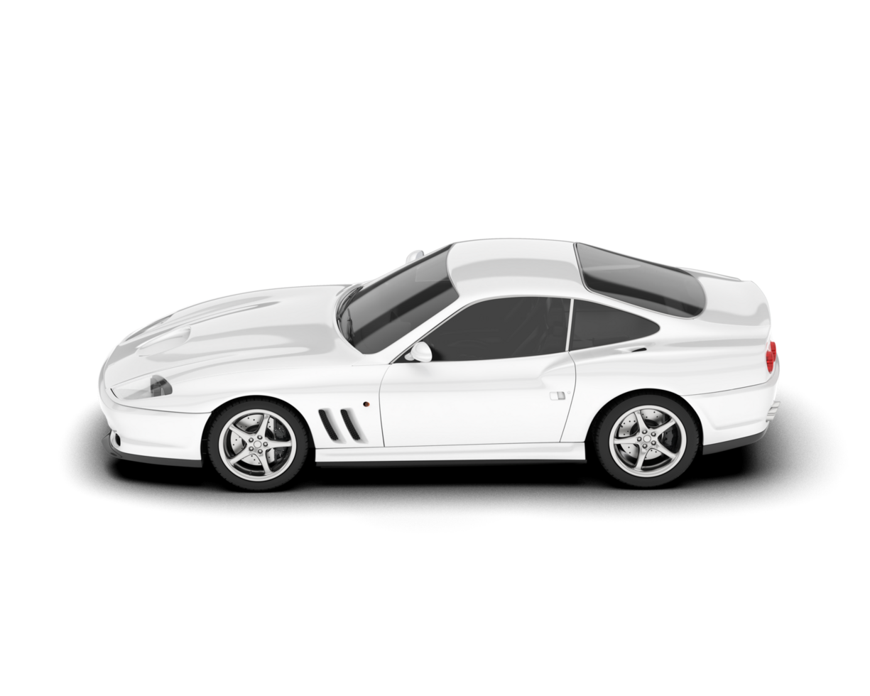 White sport car on transparent background. 3d rendering - illustration png