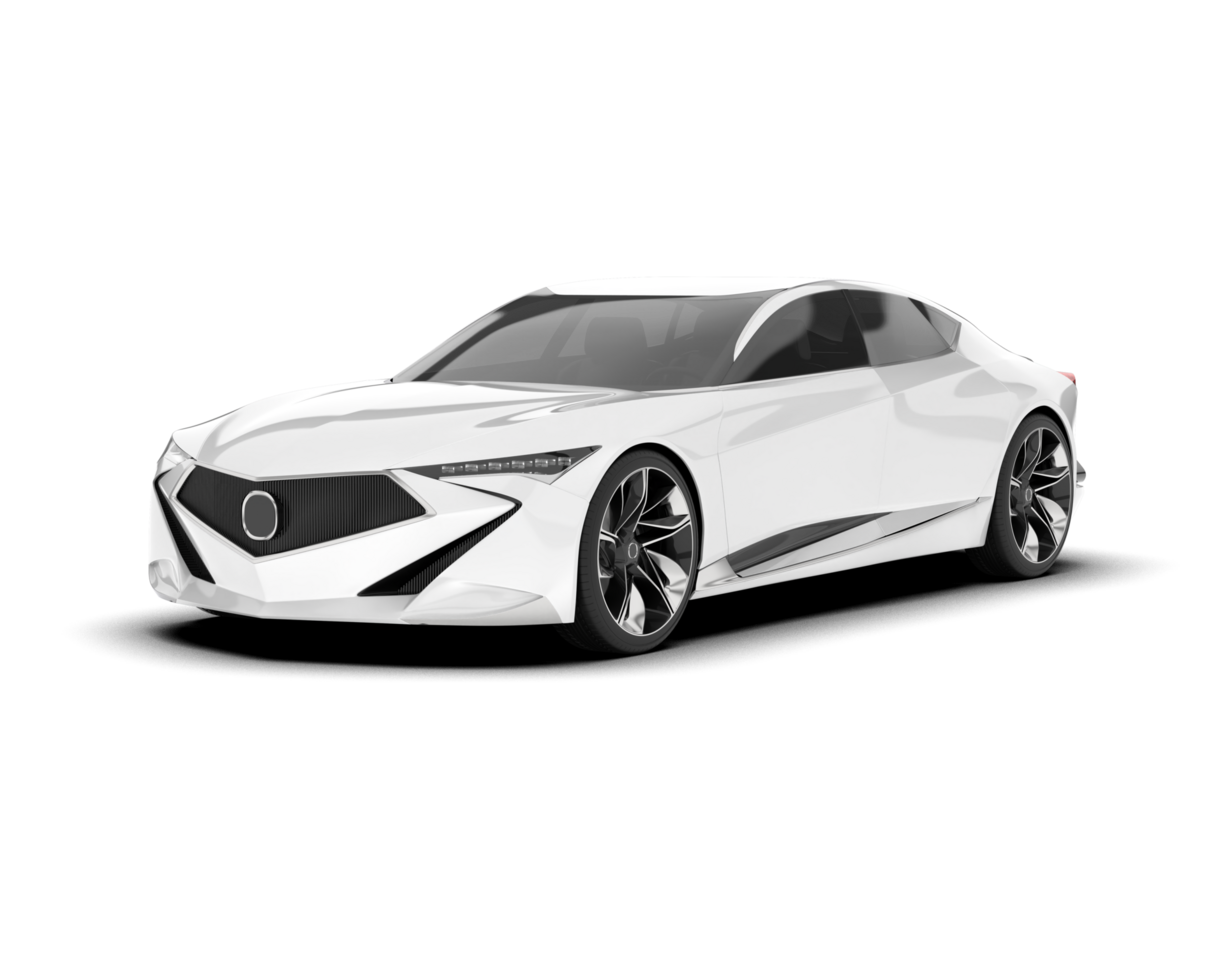 White sport car on transparent background. 3d rendering - illustration png