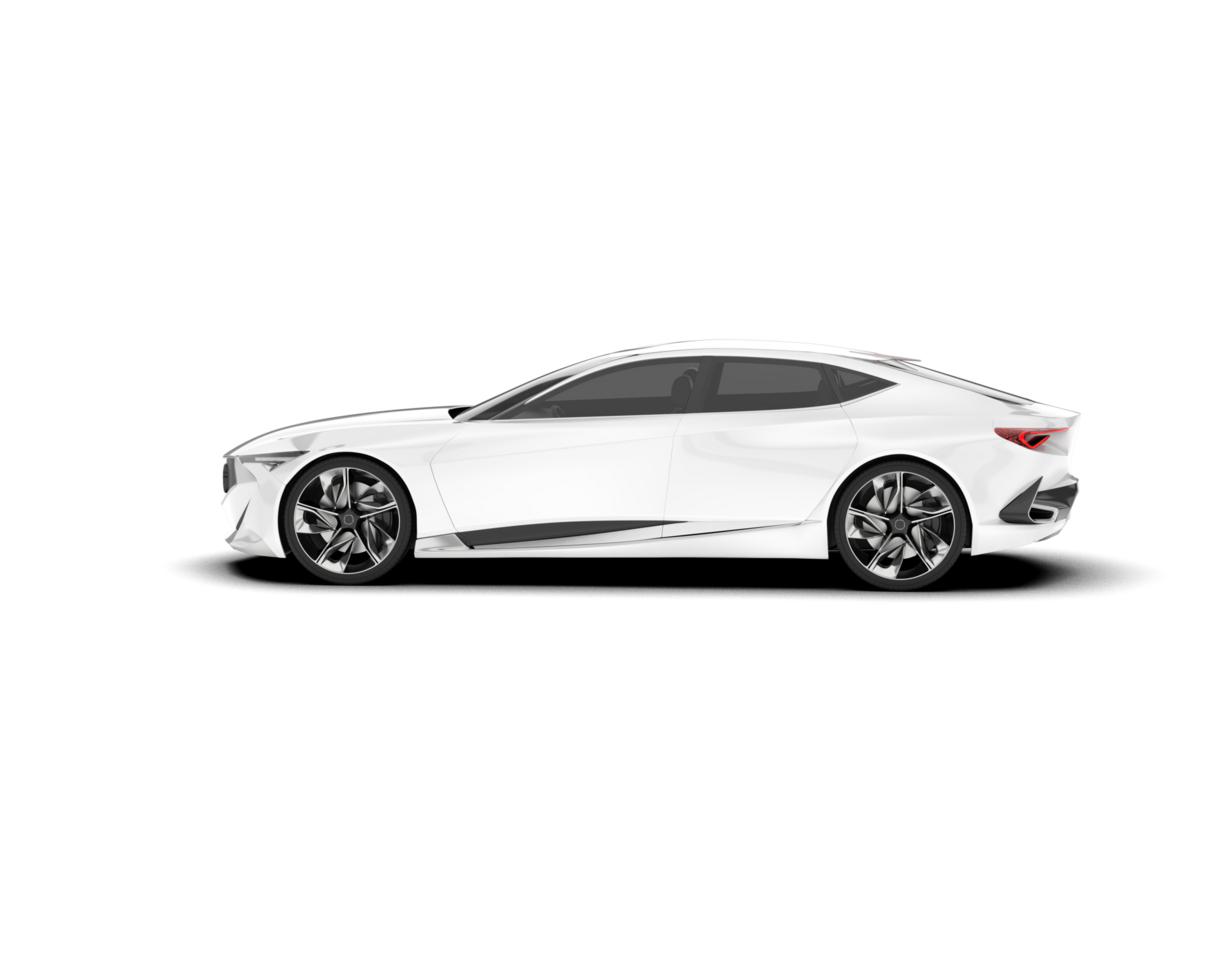 White sport car on transparent background. 3d rendering - illustration png