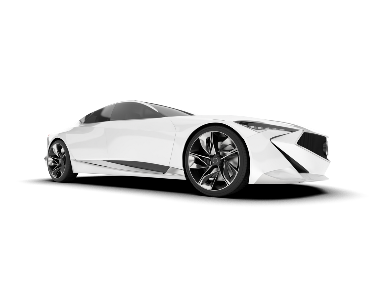 White sport car on transparent background. 3d rendering - illustration png