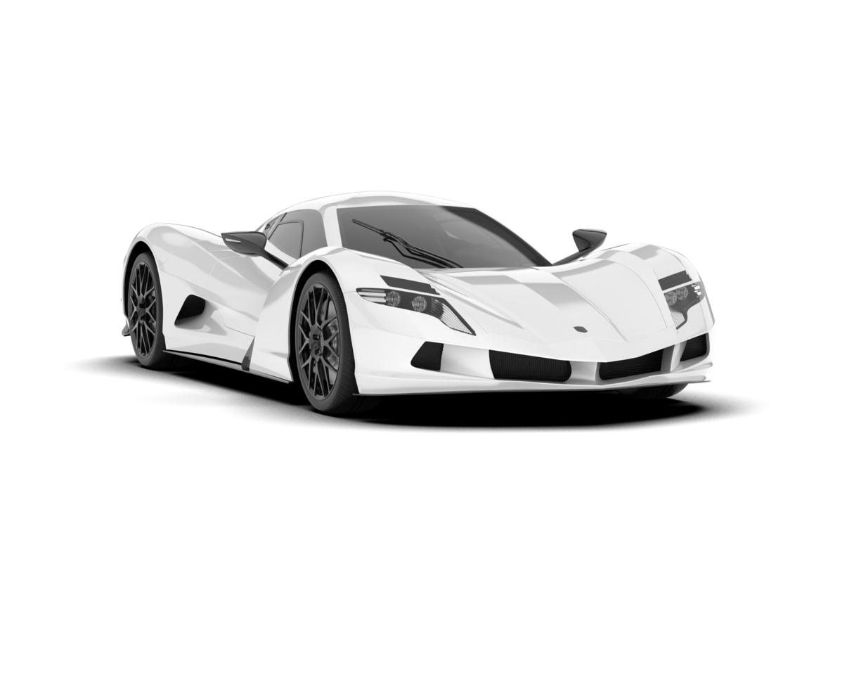 White sport car on transparent background. 3d rendering - illustration png