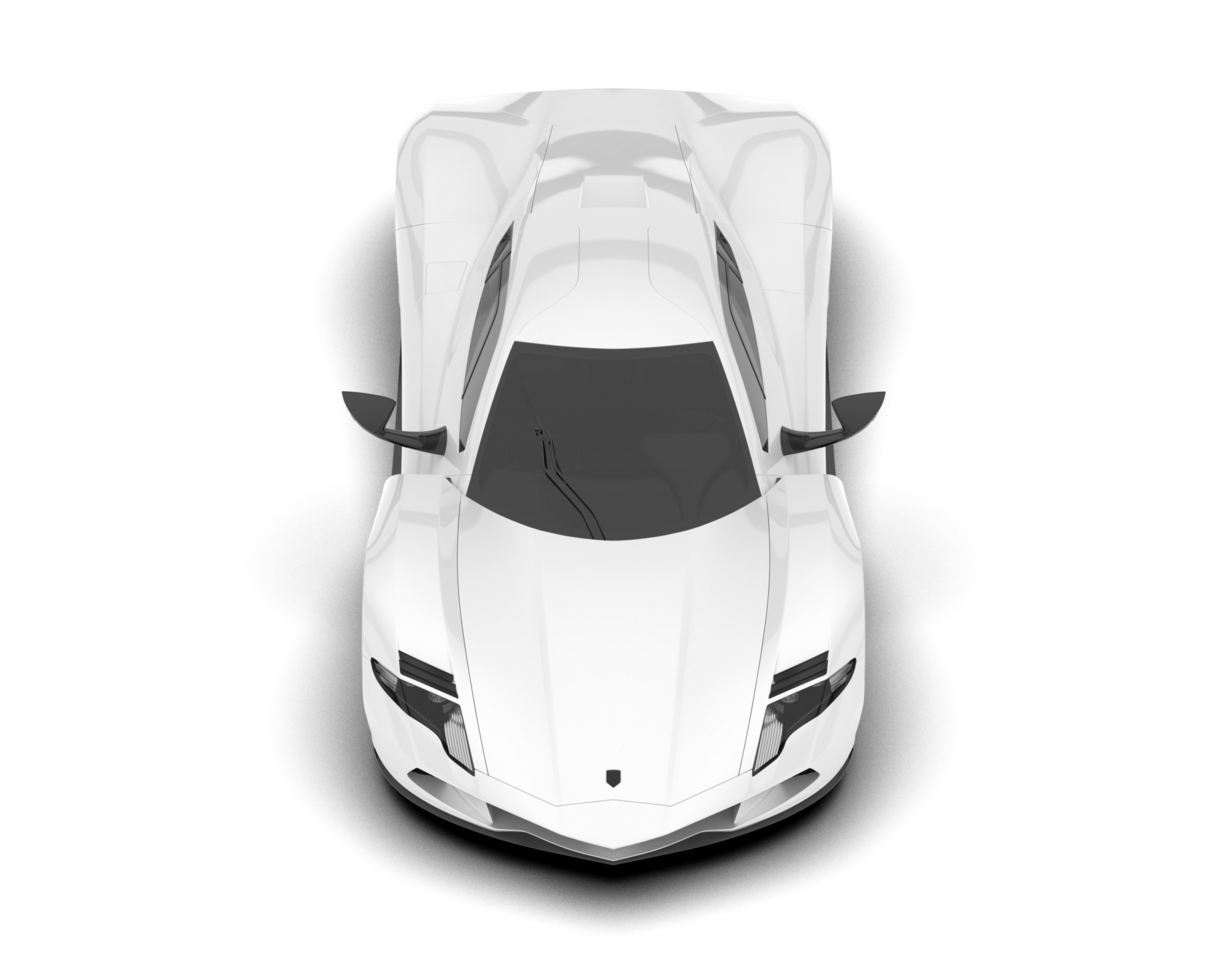White sport car on transparent background. 3d rendering - illustration png
