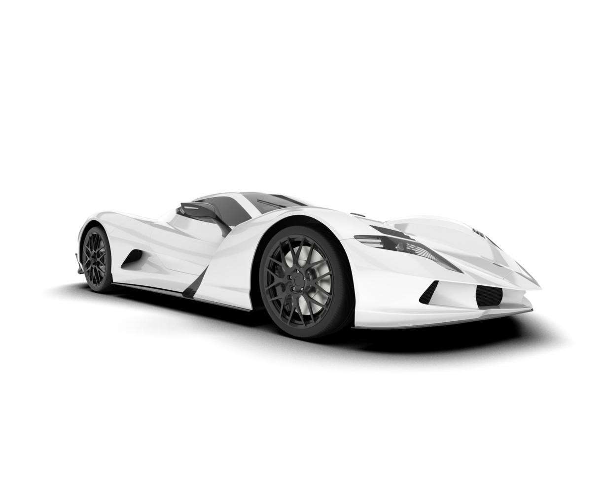 White sport car on transparent background. 3d rendering - illustration png