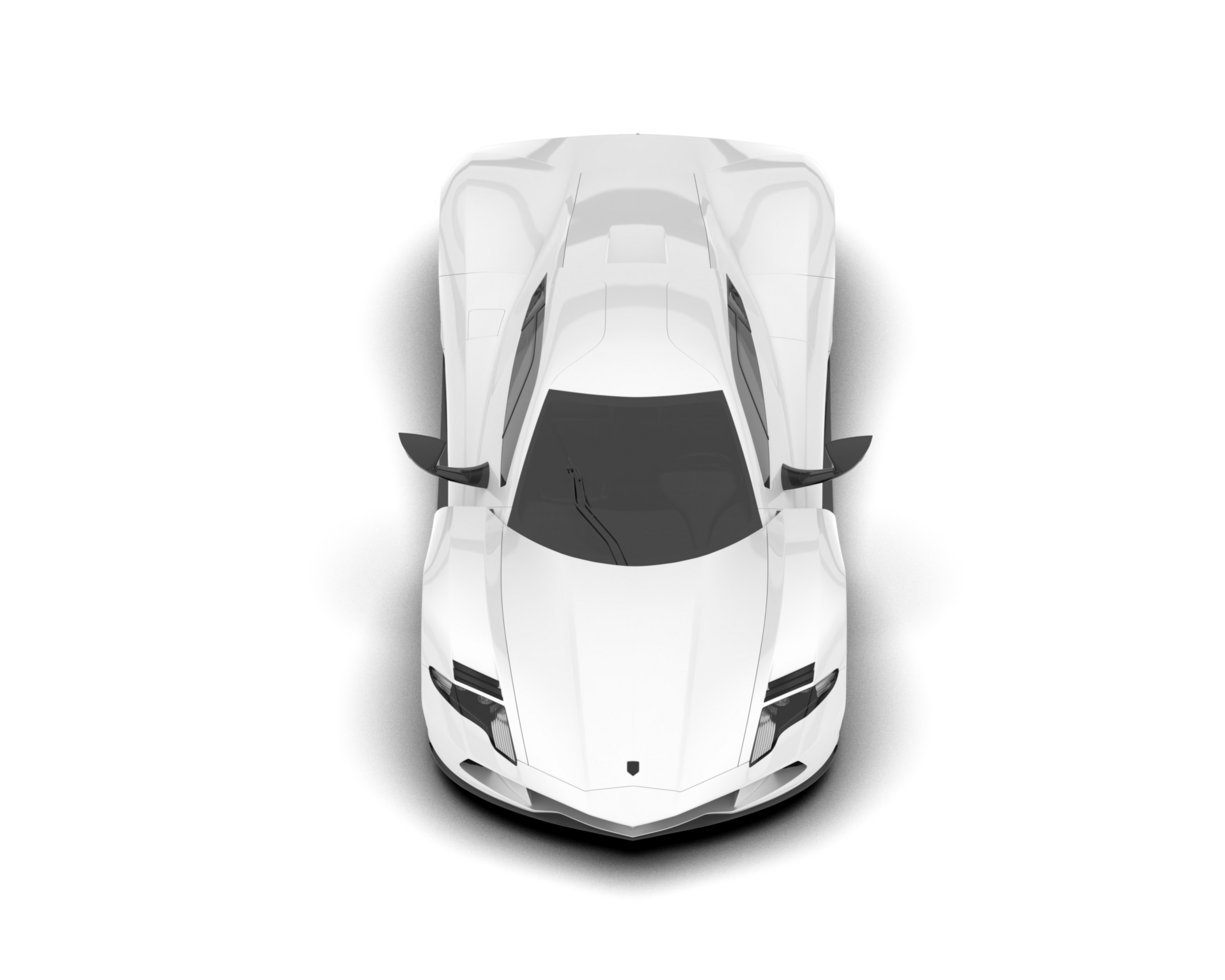 White sport car on transparent background. 3d rendering - illustration png