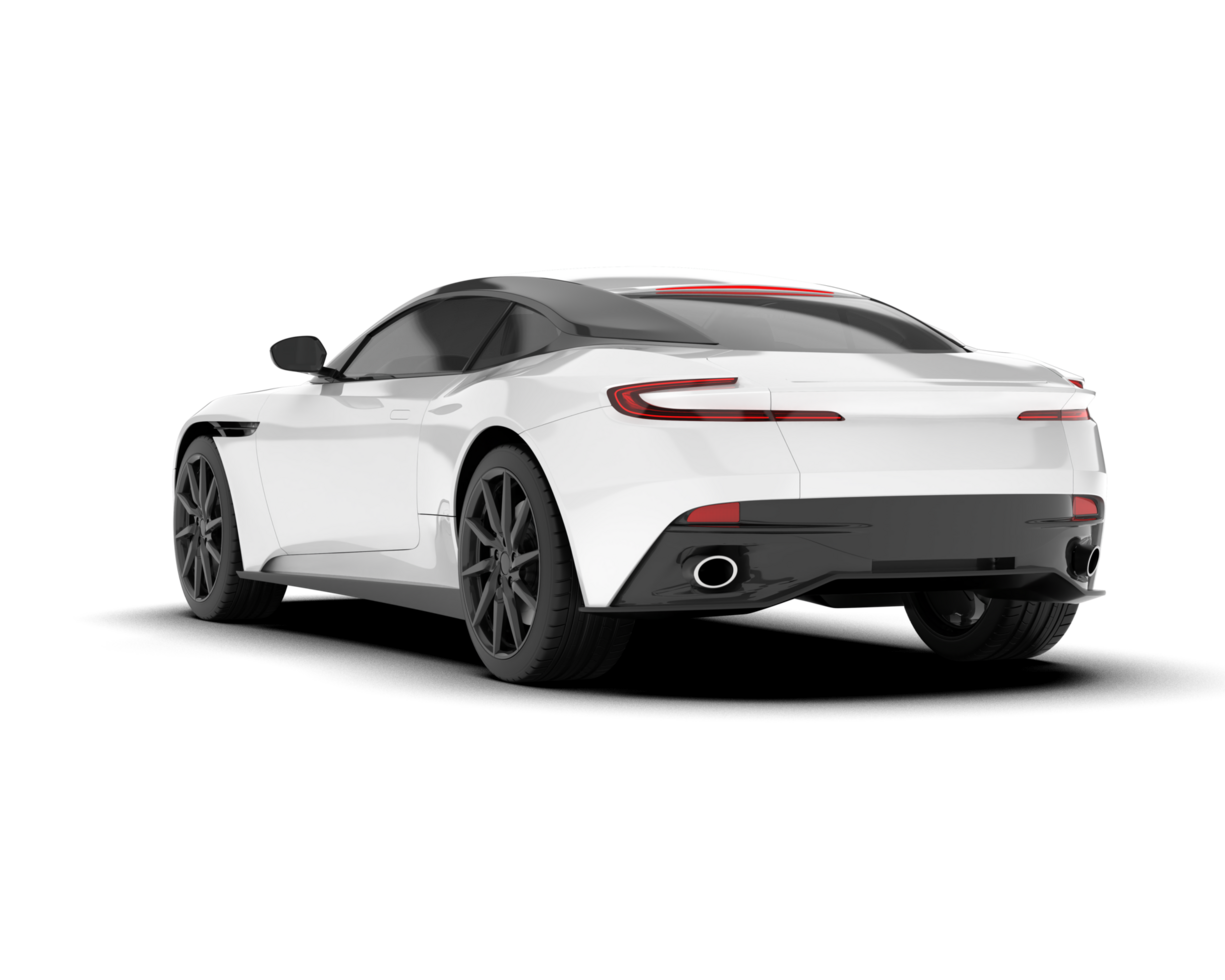 White sport car on transparent background. 3d rendering - illustration png