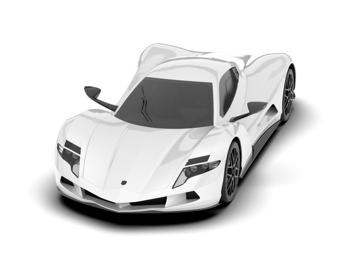 White sport car on transparent background. 3d rendering - illustration png