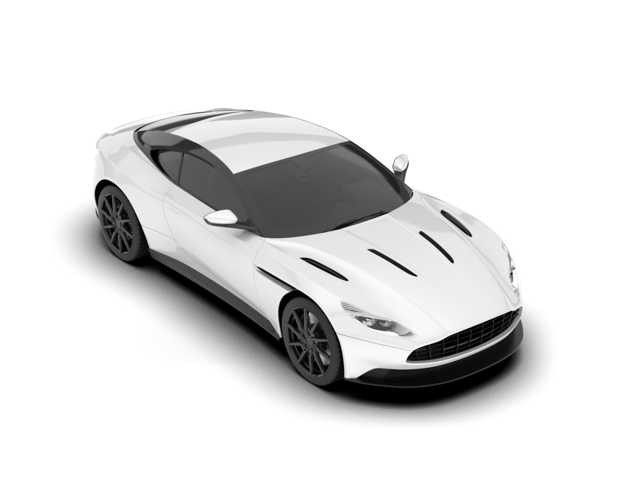 White sport car on transparent background. 3d rendering - illustration png