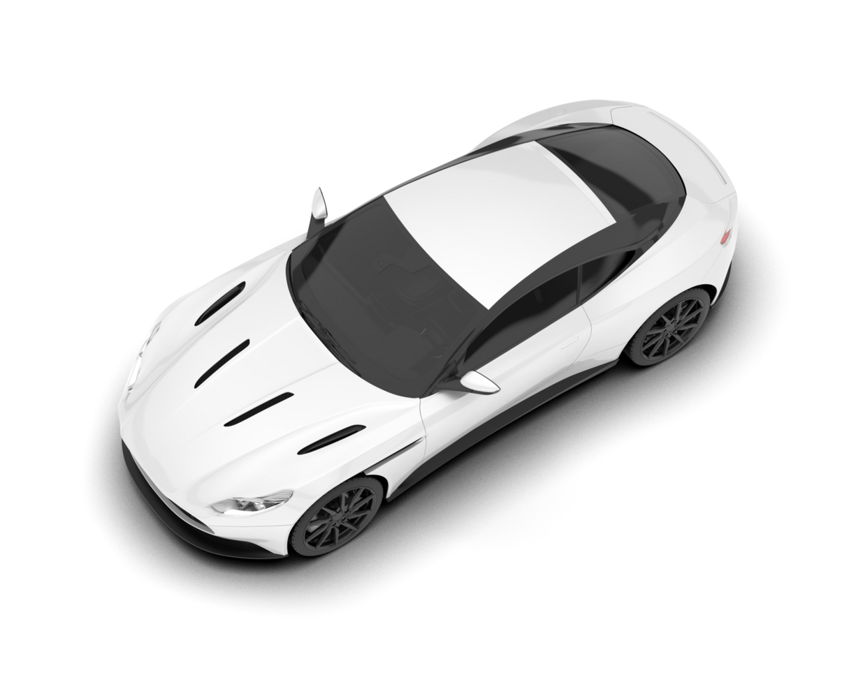 White sport car on transparent background. 3d rendering - illustration png