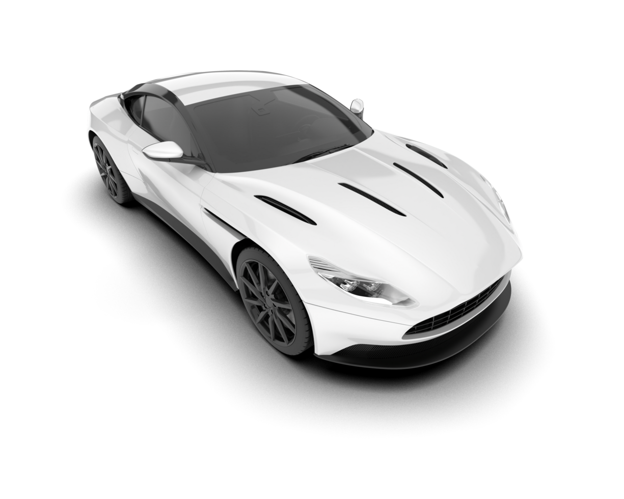 White sport car on transparent background. 3d rendering - illustration png