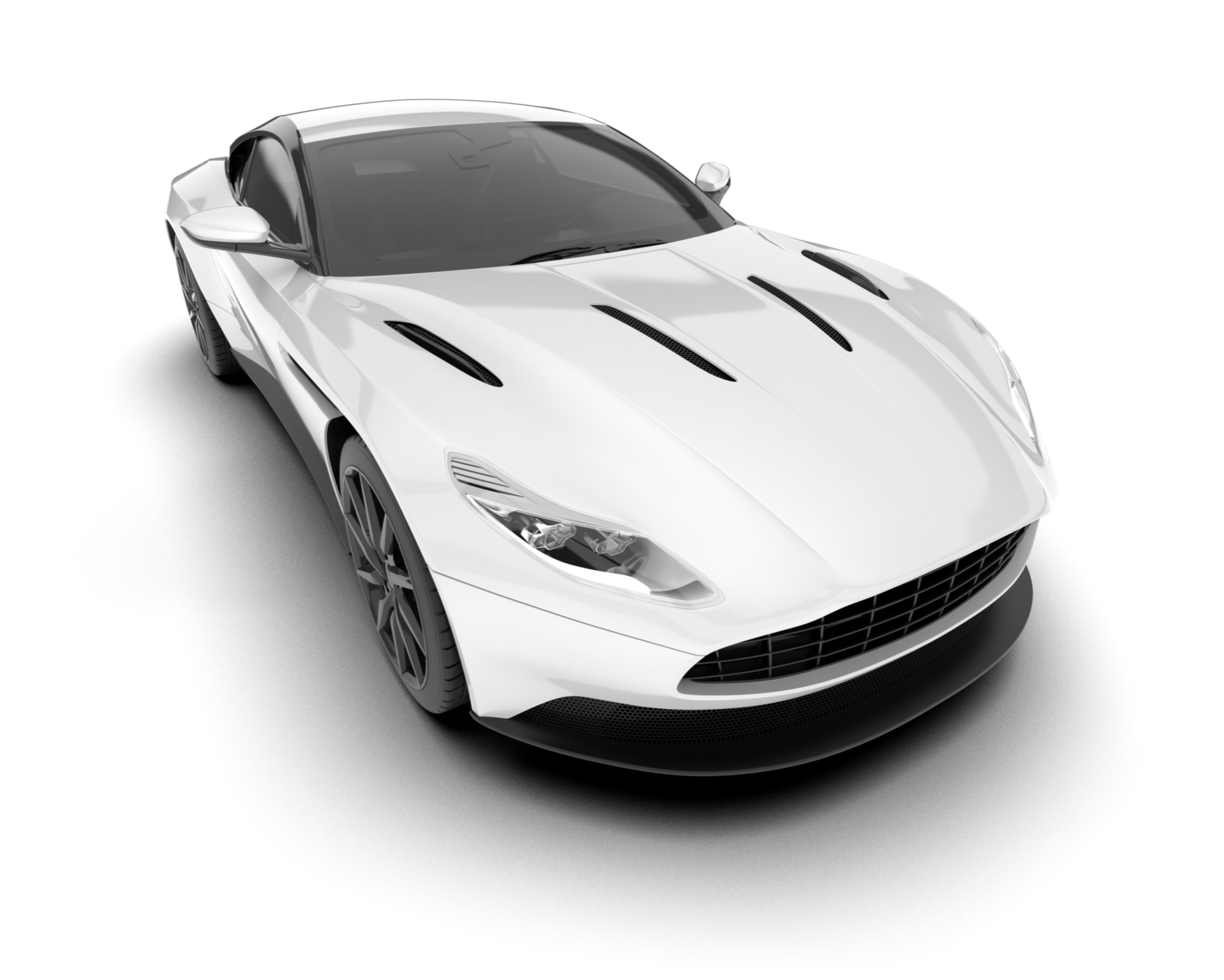 White sport car on transparent background. 3d rendering - illustration png