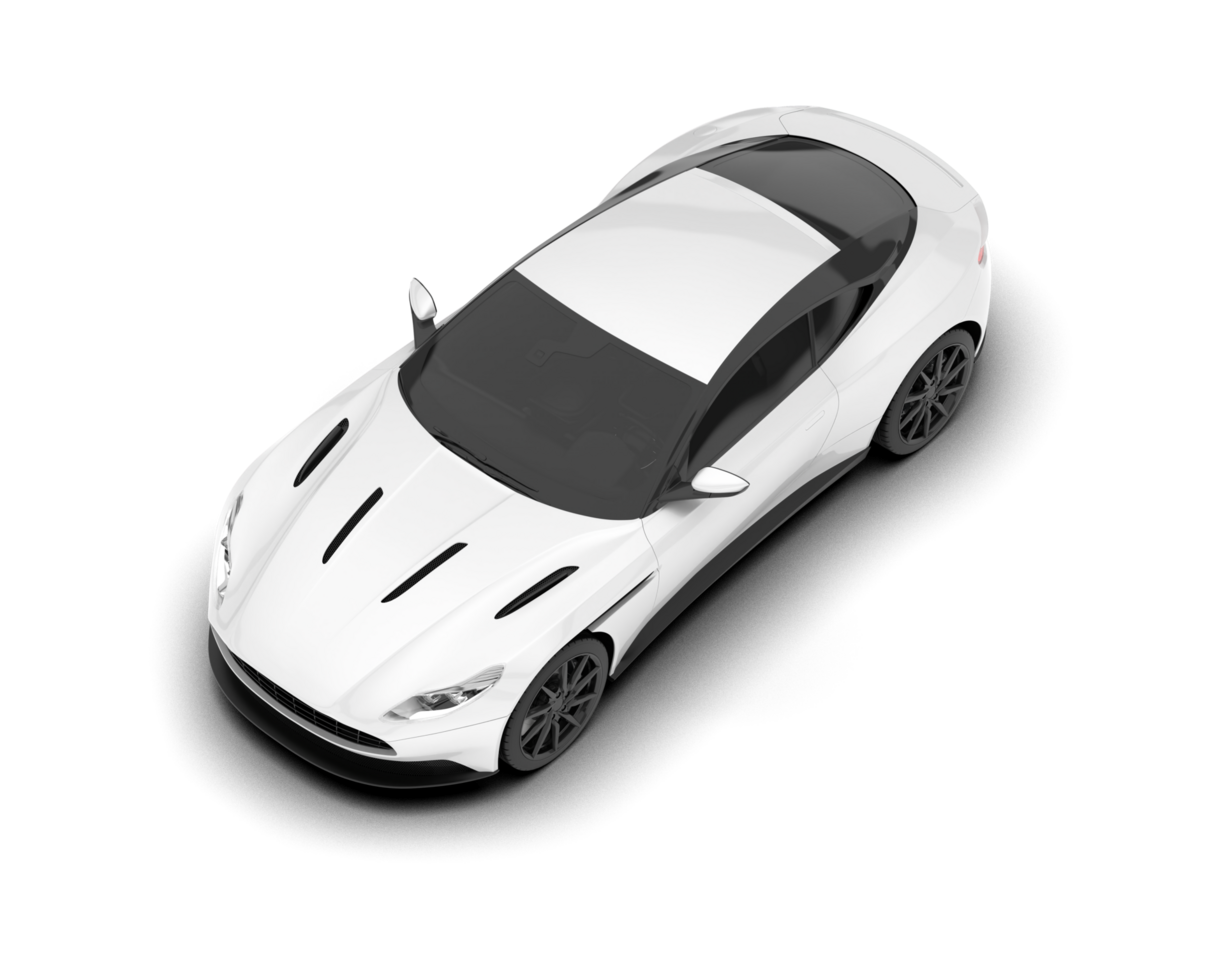 White sport car on transparent background. 3d rendering - illustration png