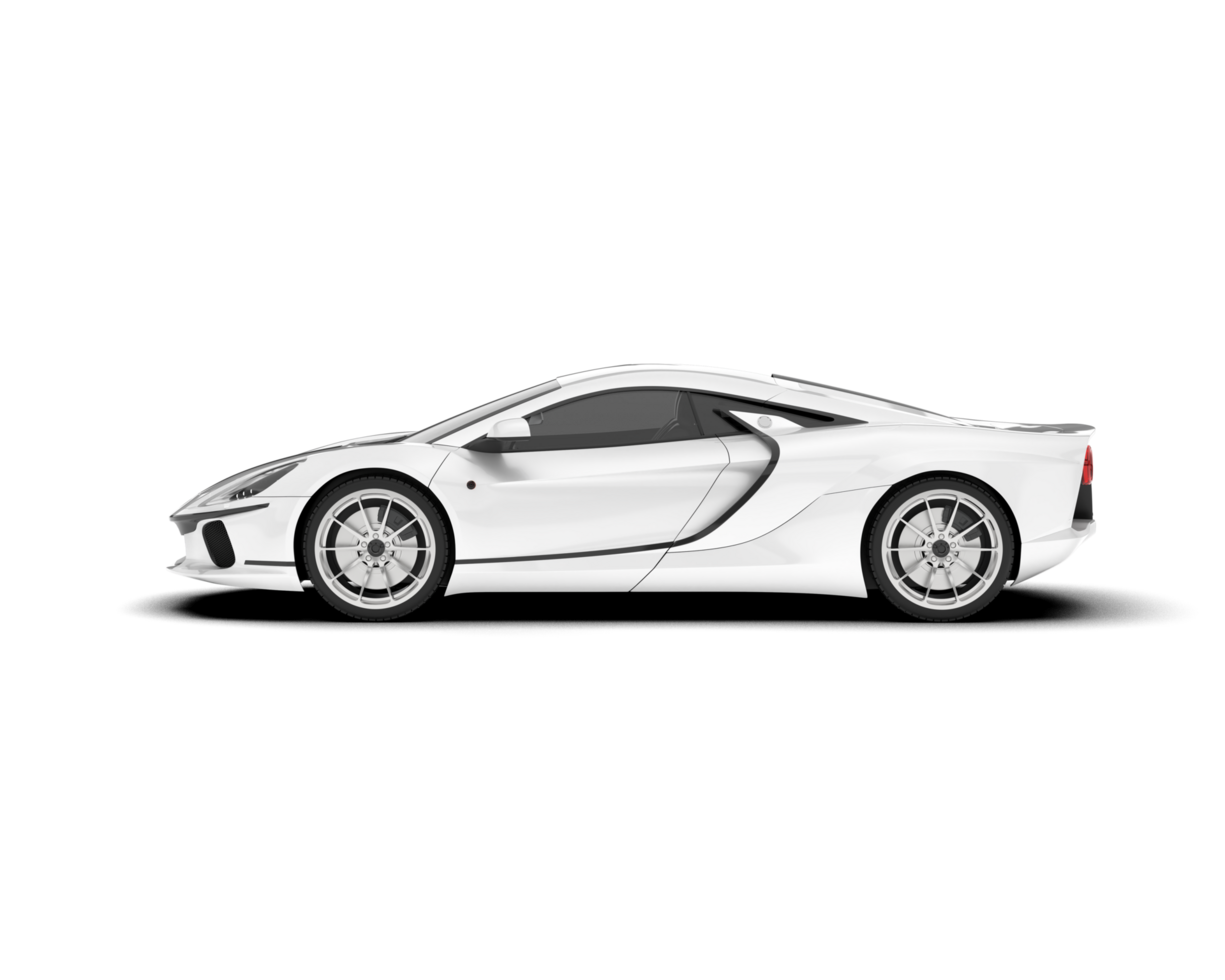 White sport car on transparent background. 3d rendering - illustration png