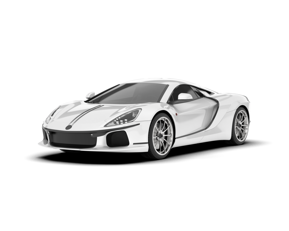White sport car on transparent background. 3d rendering - illustration png