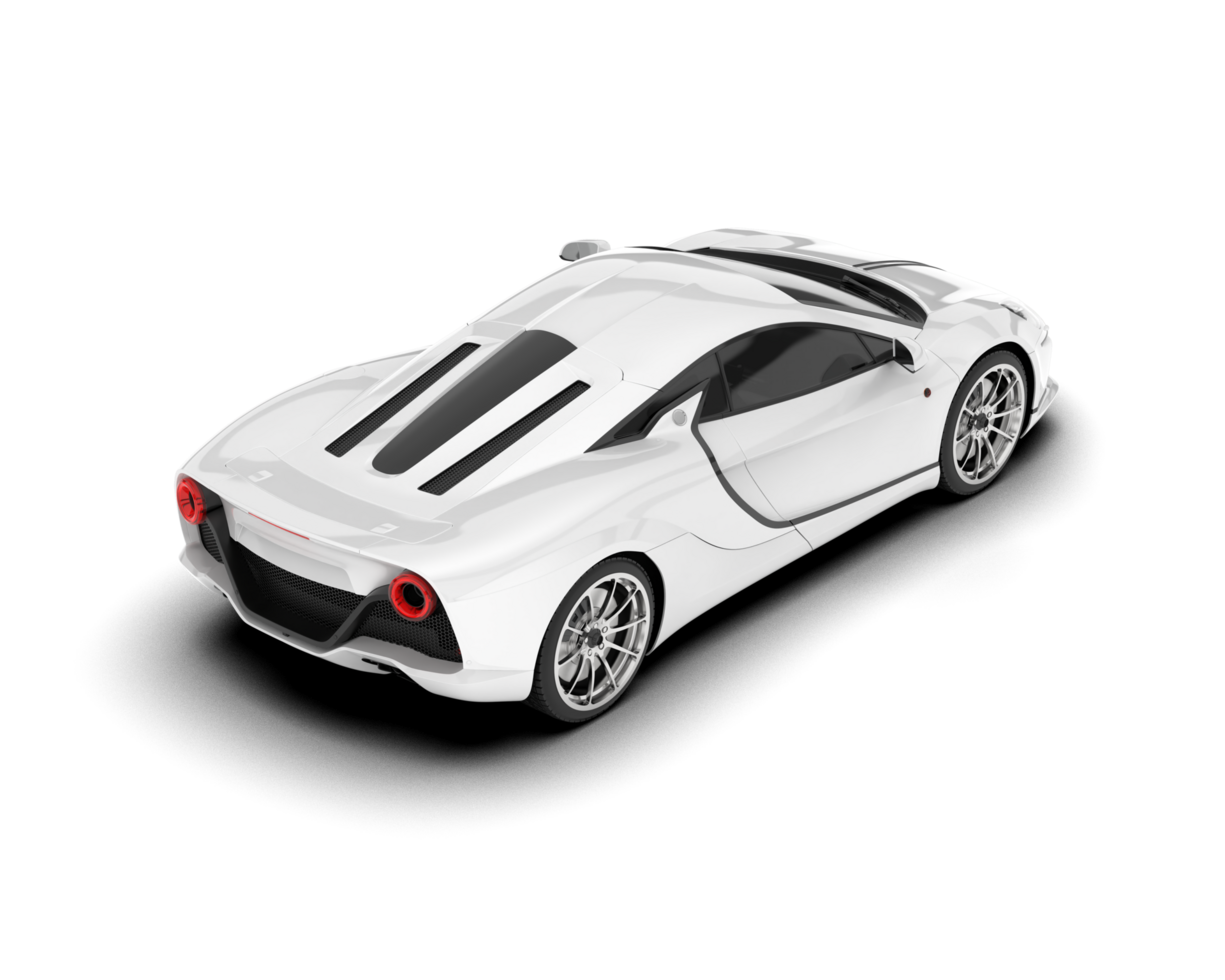White sport car on transparent background. 3d rendering - illustration png