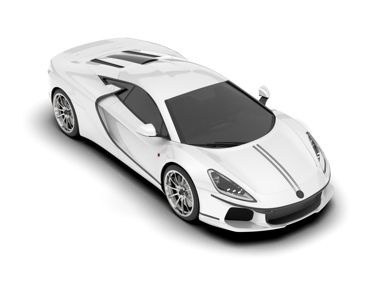 White sport car on transparent background. 3d rendering - illustration png