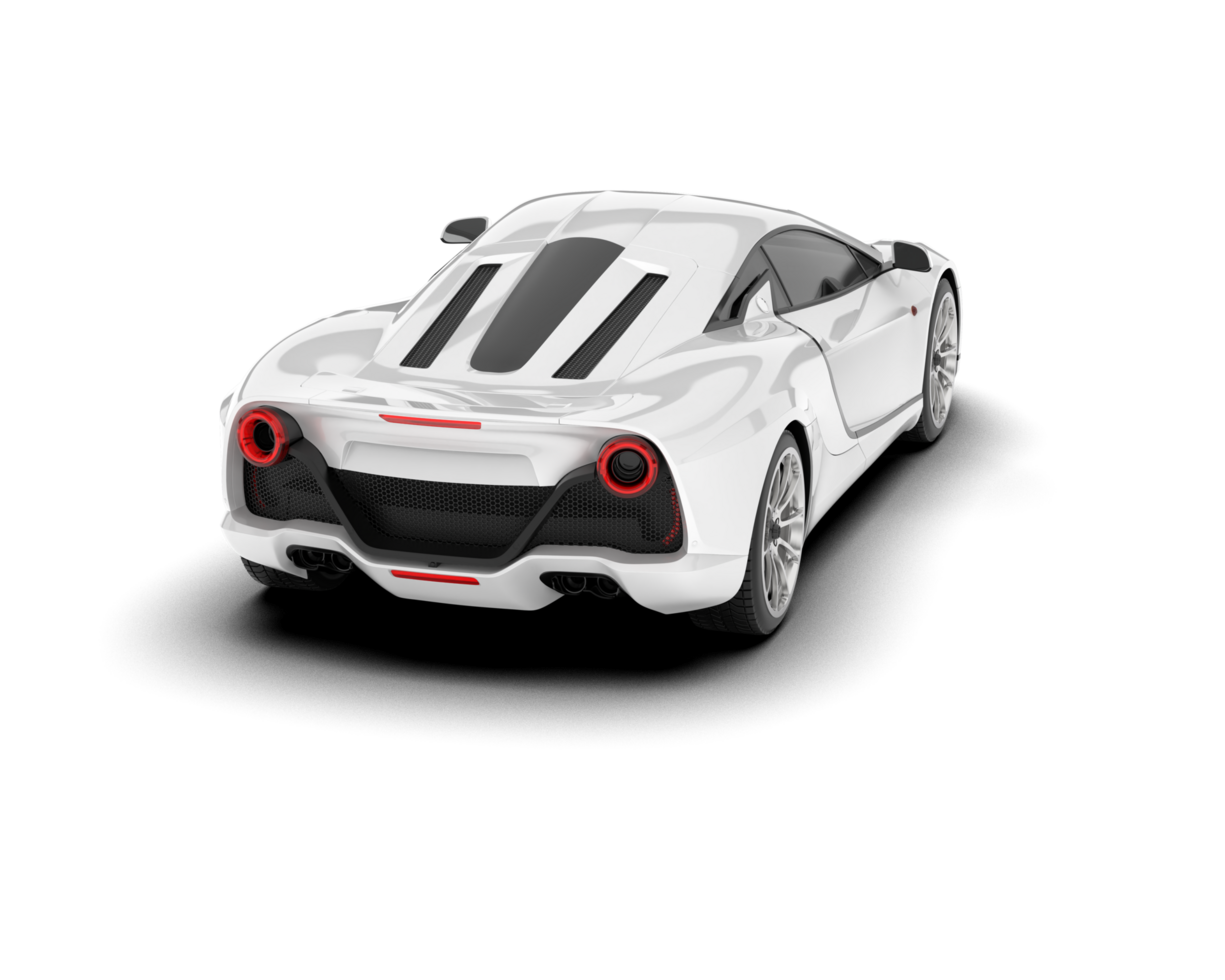 White sport car on transparent background. 3d rendering - illustration png