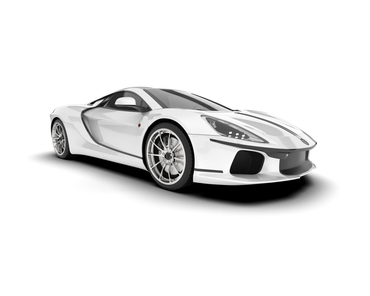 White sport car on transparent background. 3d rendering - illustration png