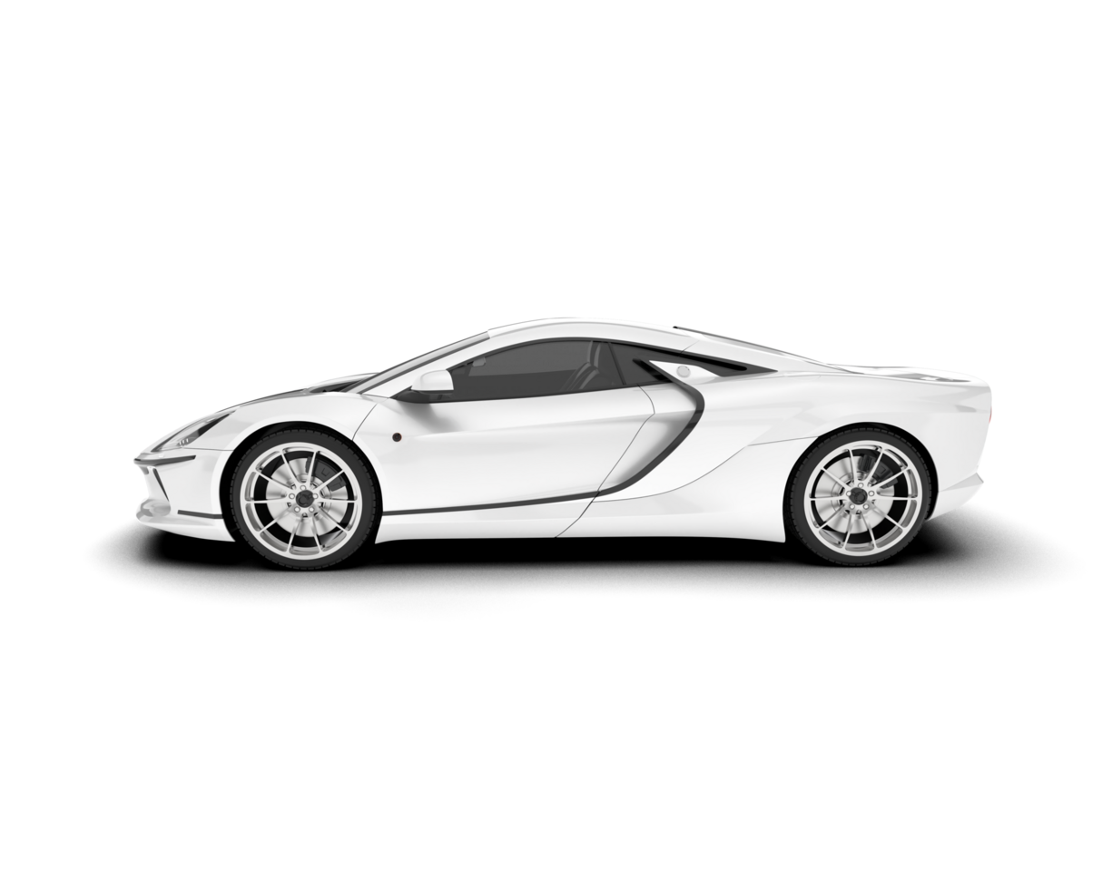 White sport car on transparent background. 3d rendering - illustration png