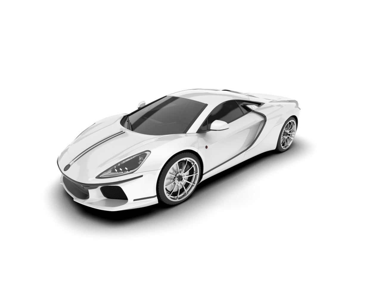 White sport car on transparent background. 3d rendering - illustration png