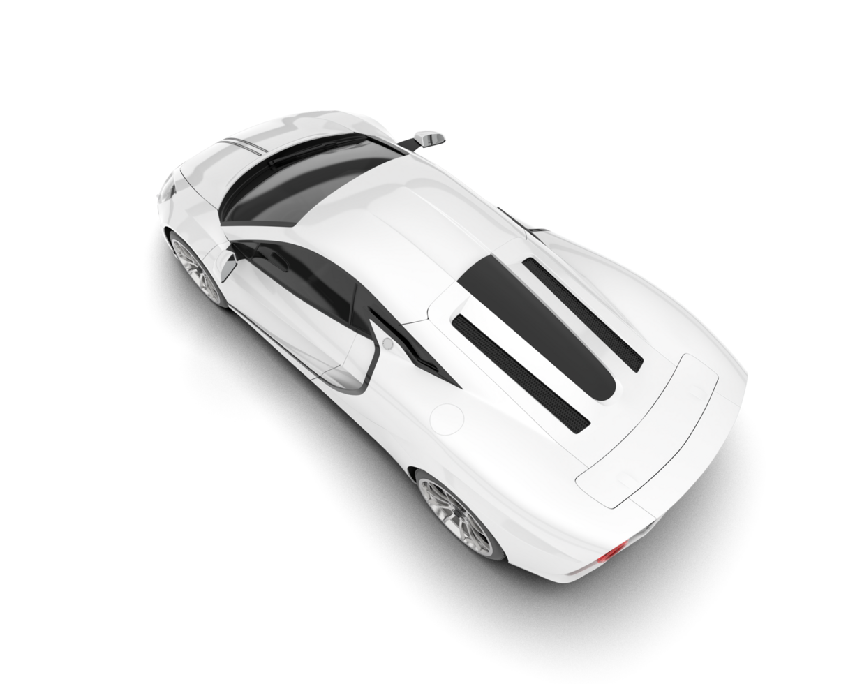 White sport car on transparent background. 3d rendering - illustration png