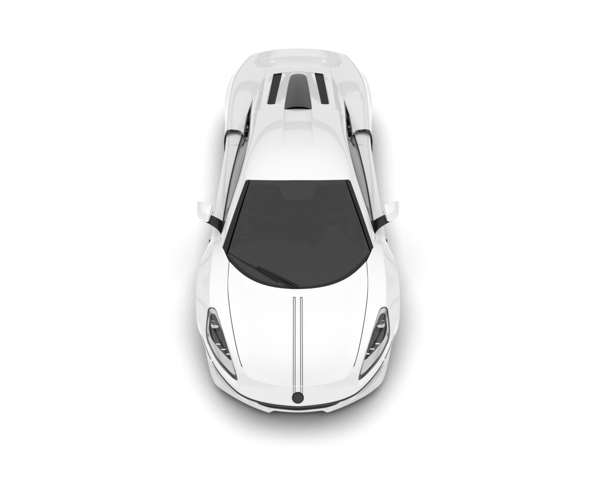 White sport car on transparent background. 3d rendering - illustration png