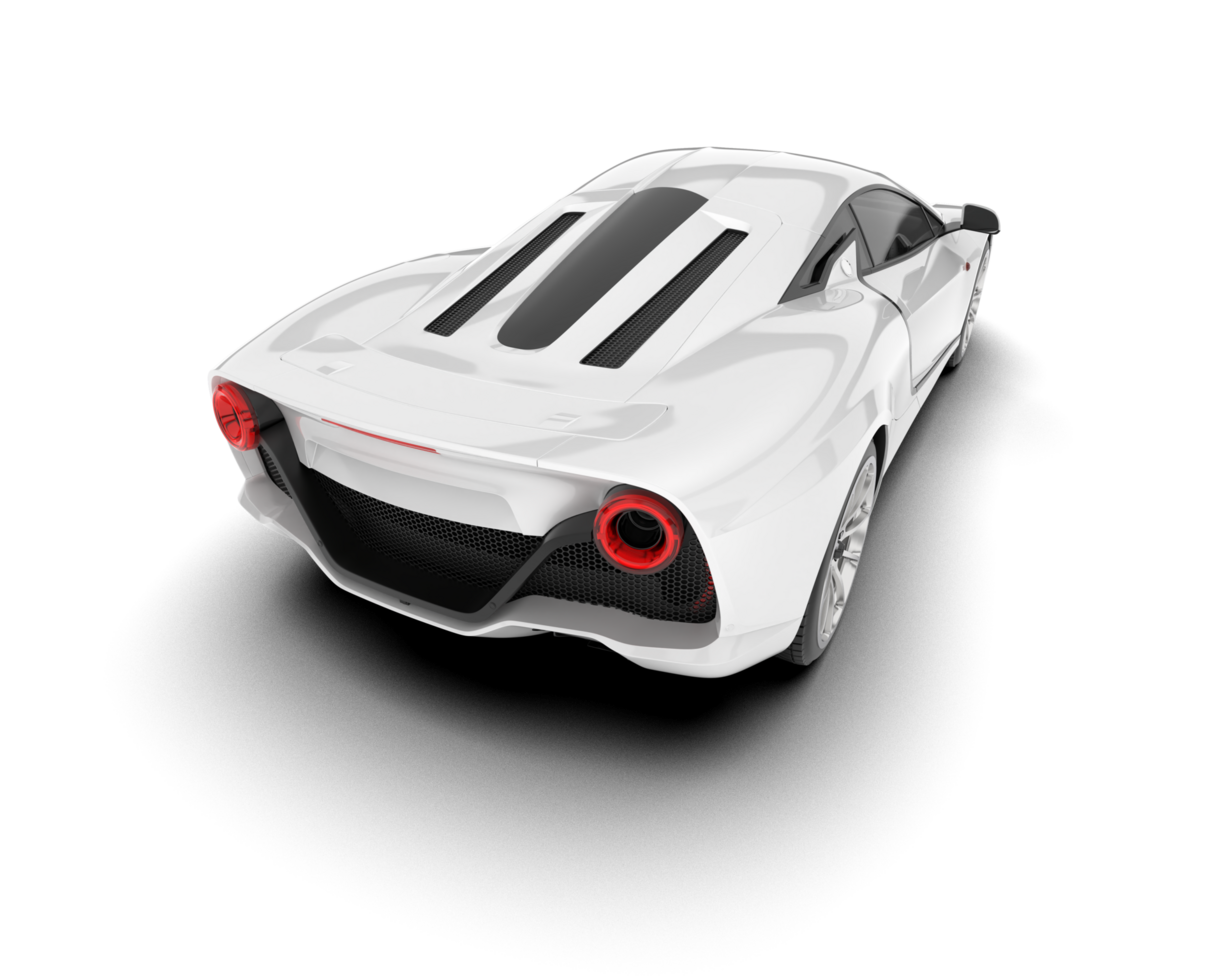 White sport car on transparent background. 3d rendering - illustration png