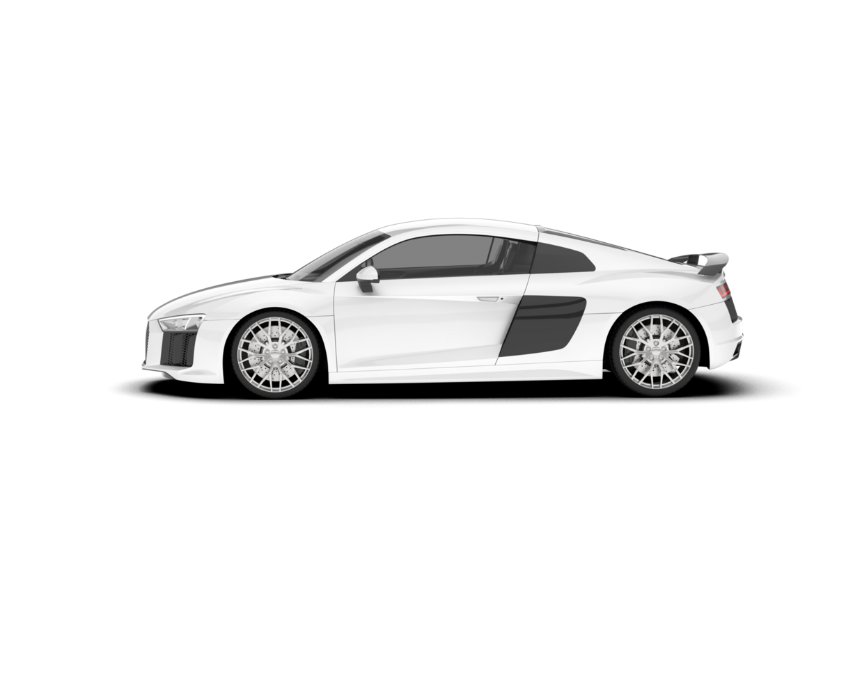 White sport car on transparent background. 3d rendering - illustration png