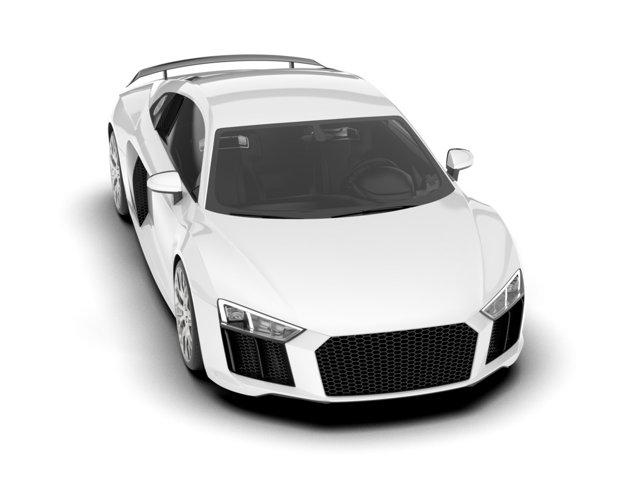 White sport car on transparent background. 3d rendering - illustration png
