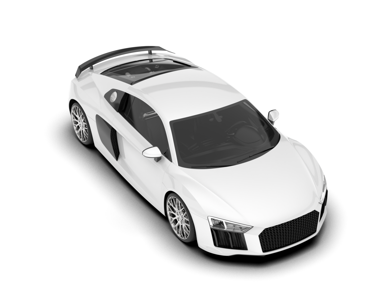 White sport car on transparent background. 3d rendering - illustration png