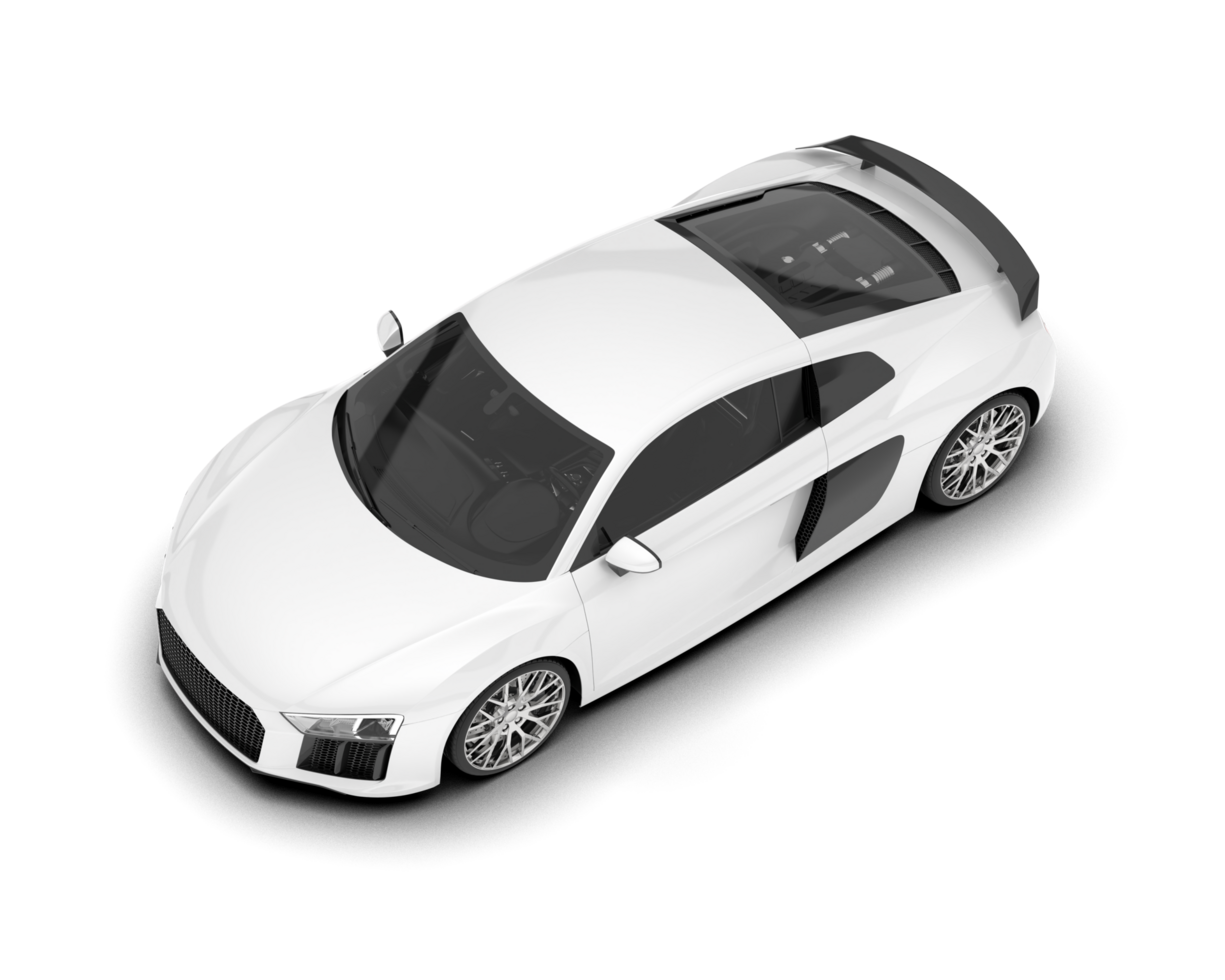 White sport car on transparent background. 3d rendering - illustration png