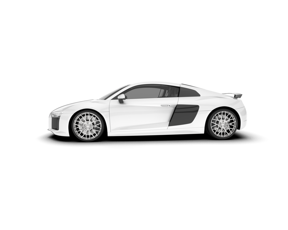 White sport car on transparent background. 3d rendering - illustration png