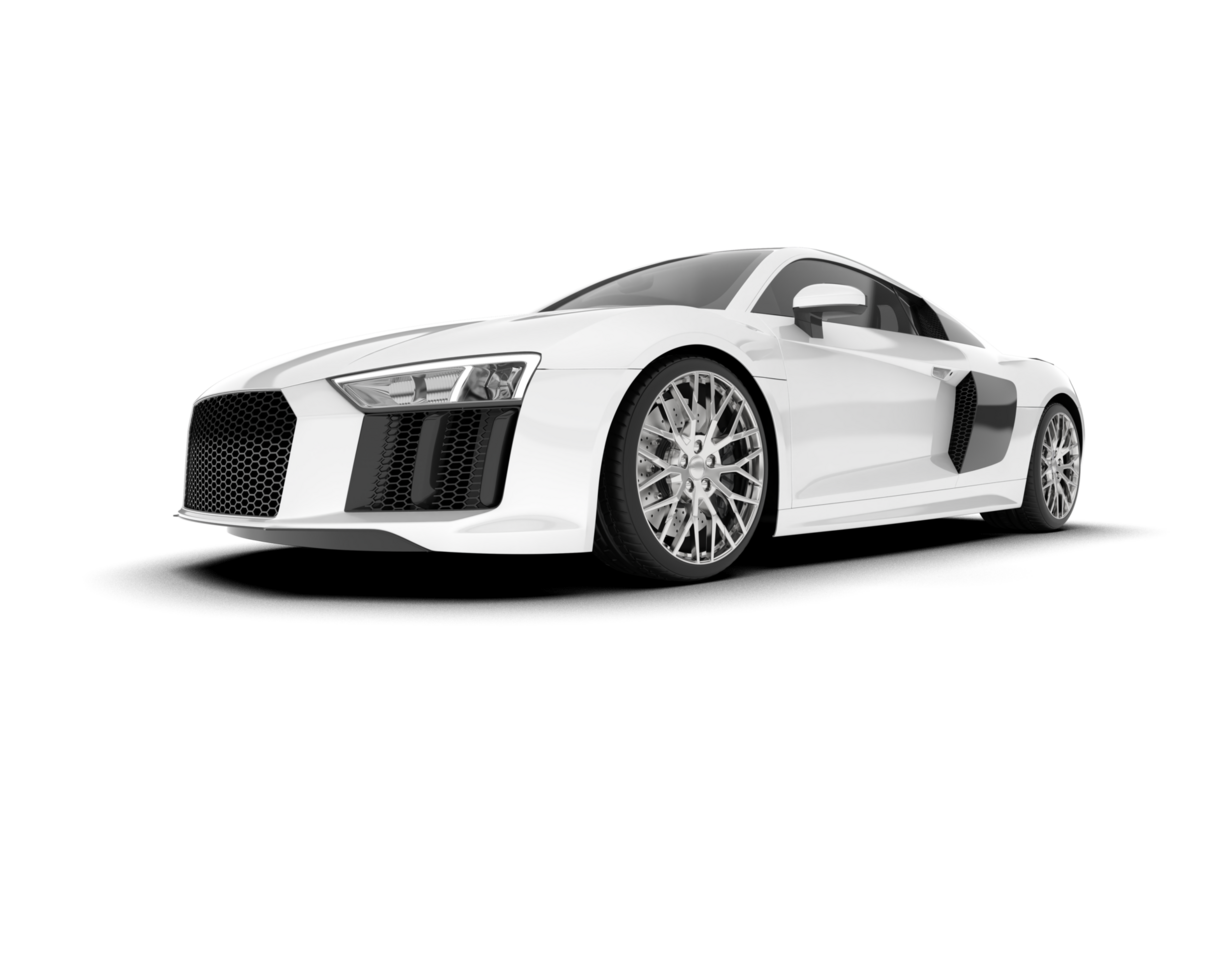 White sport car on transparent background. 3d rendering - illustration png