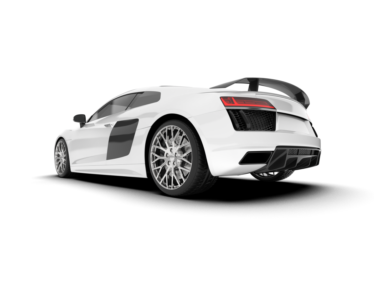 White sport car on transparent background. 3d rendering - illustration png