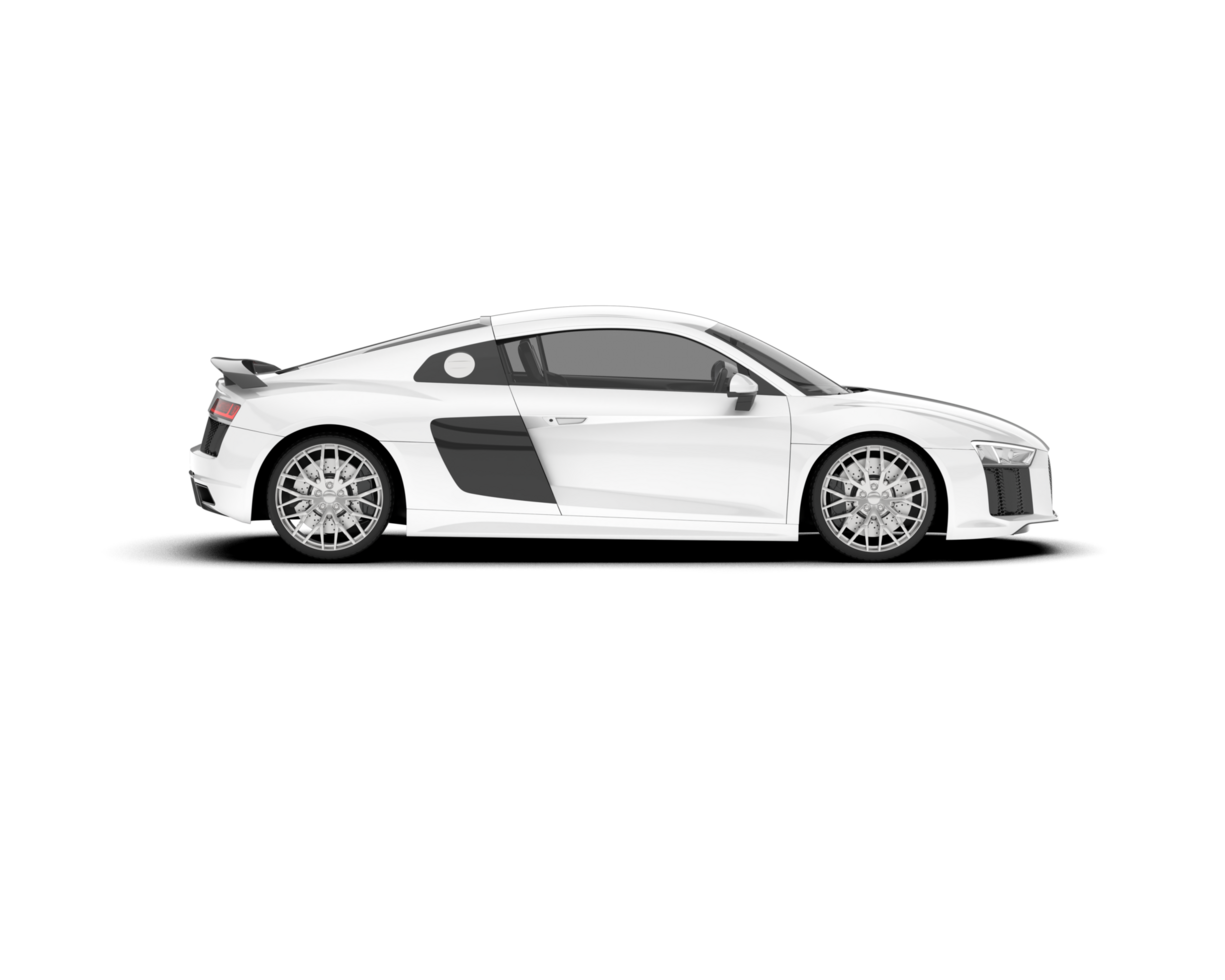 White sport car on transparent background. 3d rendering - illustration png