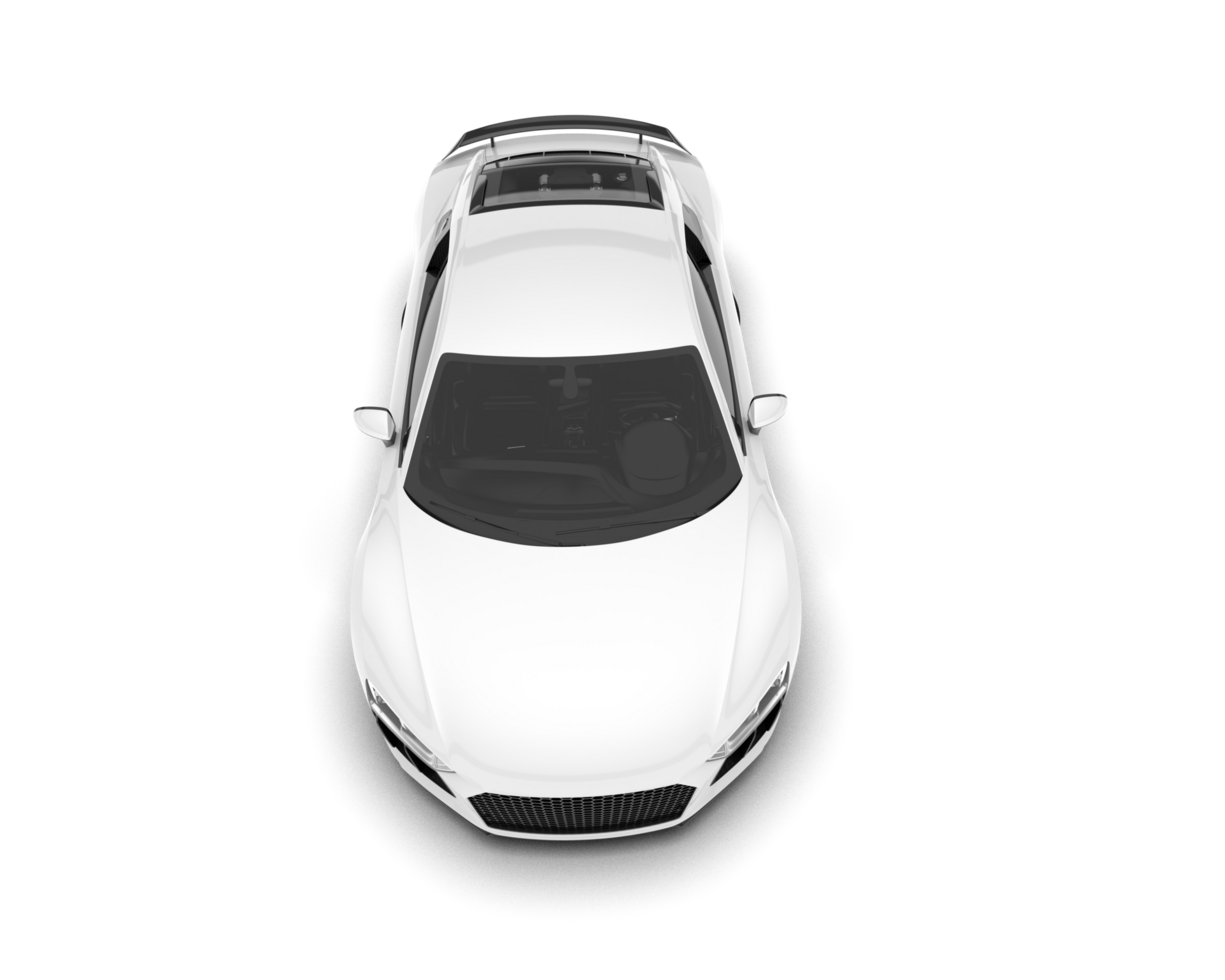 White sport car on transparent background. 3d rendering - illustration png
