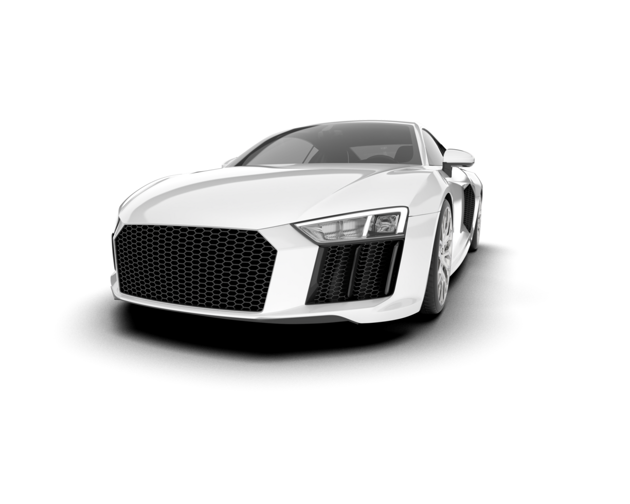 White sport car on transparent background. 3d rendering - illustration png
