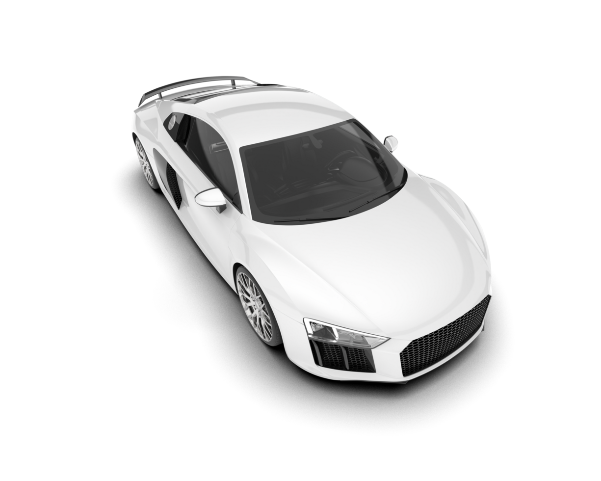 White sport car on transparent background. 3d rendering - illustration png
