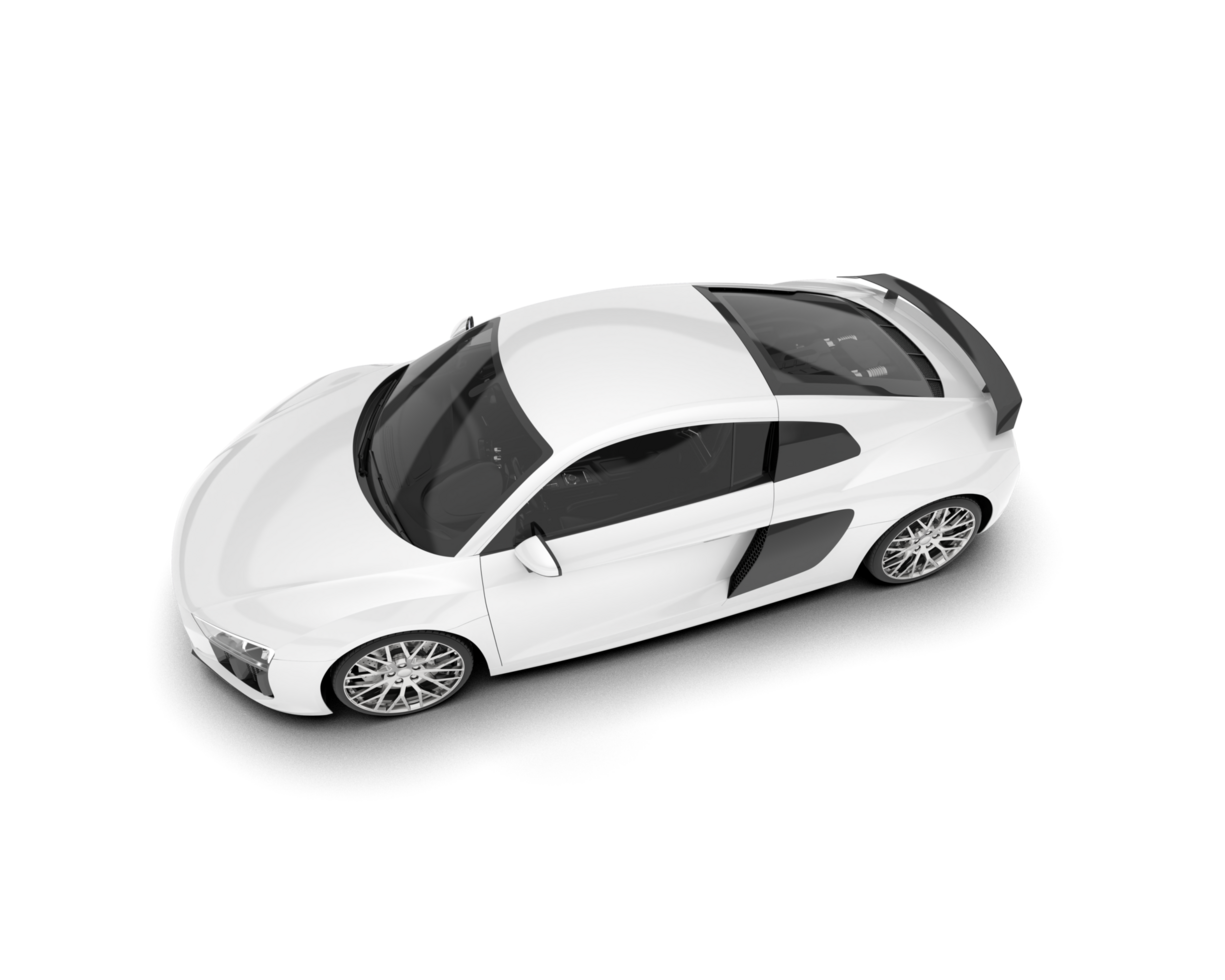 White sport car on transparent background. 3d rendering - illustration png